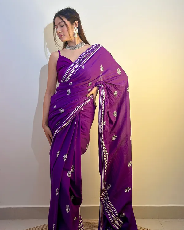 Purple_Color_Mulmul_Cotton_1_-_Minute_Ready_to_Wear_Saree_with_Pocket_and__Blouse_Piece