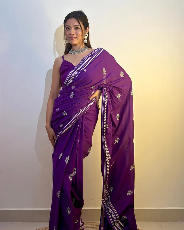 Purple_Color_Mulmul_Cotton_1_-_Minute_Ready_to_Wear_Saree_with_Pocket_and__Blouse_Piece