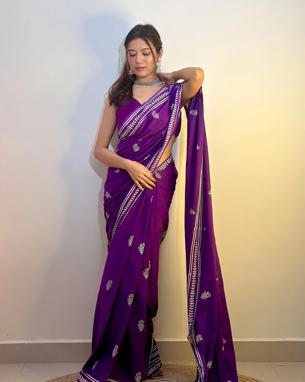Purple_Color_Mulmul_Cotton_1_-_Minute_Ready_to_Wear_Saree_with_Pocket_and__Blouse_Piece