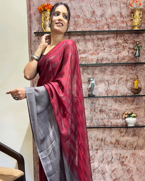 Red_Color_1-Minute_Ready_To_Wear_Naylon_Saree_With_Blouse_Piece