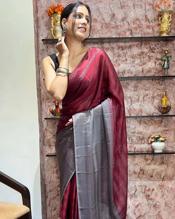 Red_Color_1-Minute_Ready_To_Wear_Naylon_Saree_With_Blouse_Piece