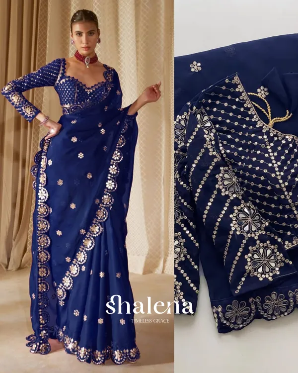 Bucolic_Navy_Blue_Embroidery_Work_Soft_Georgette_Silk_Saree_With_Incredible_Full_Stitched_Blouse