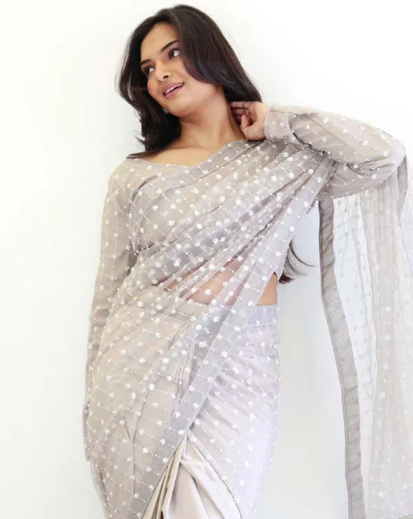 White_Color_1_-_Minute_Ready_to_Wear_Butterfly_net_&_Silk_Saree_with_Fully_Stitch_Blouse_(Free_Size)_Up_to_44