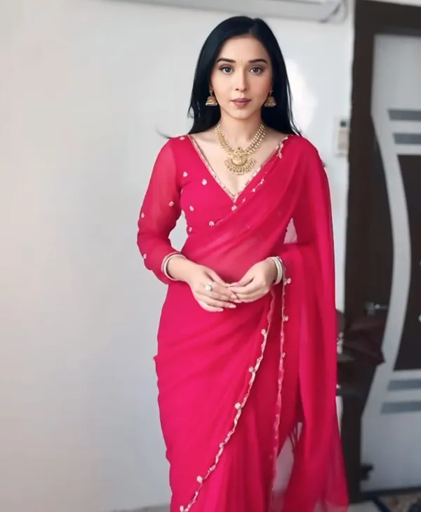 Red_Color_Georgette_1_-_Minute_Ready_to_Wear_Saree_with_Blouse_Piece
