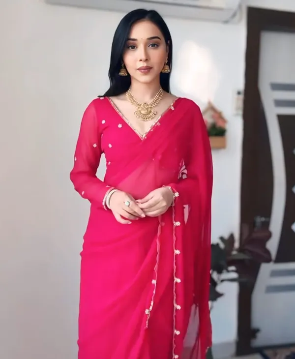 Red_Color_Georgette_1_-_Minute_Ready_to_Wear_Saree_with_Blouse_Piece