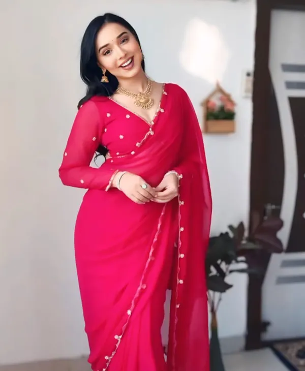 Red_Color_Georgette_1_-_Minute_Ready_to_Wear_Saree_with_Blouse_Piece