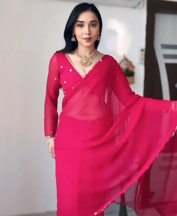 Red_Color_Georgette_1_-_Minute_Ready_to_Wear_Saree_with_Blouse_Piece
