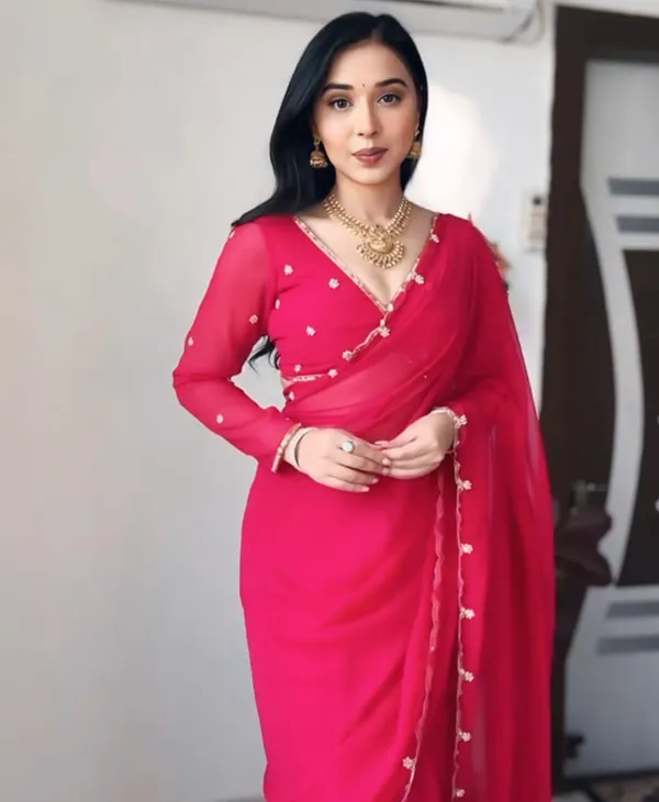 Red_Color_Georgette_1_-_Minute_Ready_to_Wear_Saree_with_Blouse_Piece