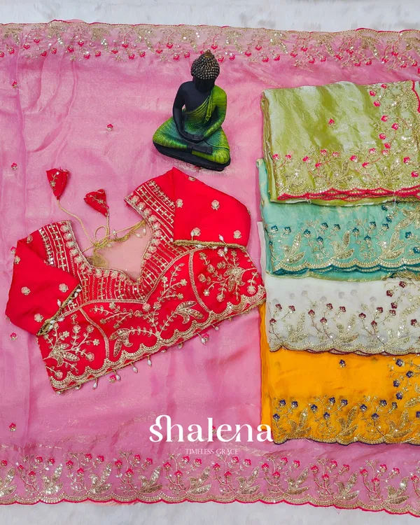 Seraglio_Pink_Fendy_Silk_Sequence_Embroidery_Work_Saree_With_Stitched_Blouse