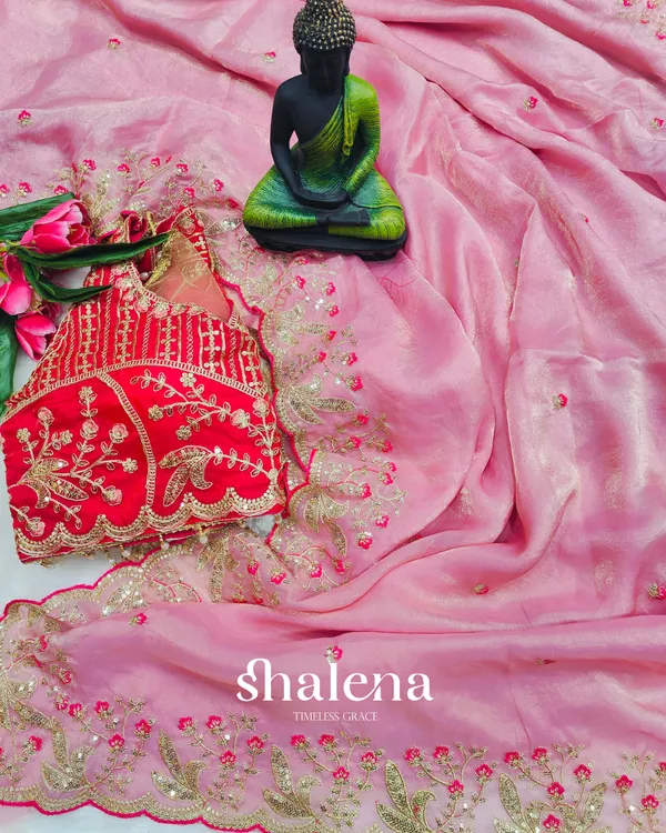 Seraglio_Pink_Fendy_Silk_Sequence_Embroidery_Work_Saree_With_Stitched_Blouse