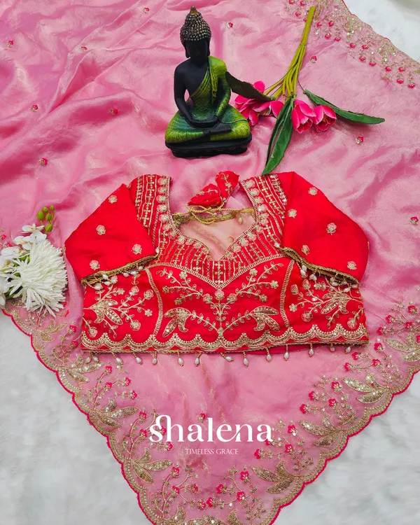 Seraglio_Pink_Fendy_Silk_Sequence_Embroidery_Work_Saree_With_Stitched_Blouse