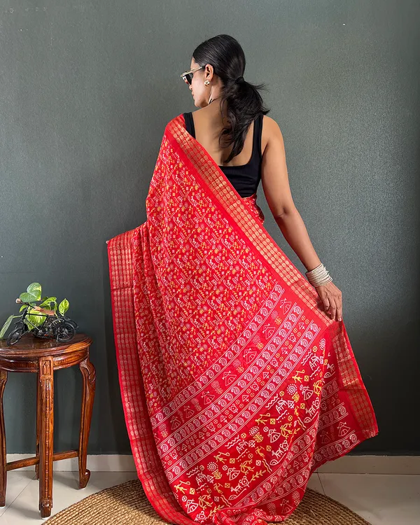 Orange_Color_1-Minute_Ready_To_Wear_Georgette_Saree_With_Blouse_Piece