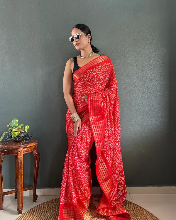 Orange_Color_1-Minute_Ready_To_Wear_Georgette_Saree_With_Blouse_Piece