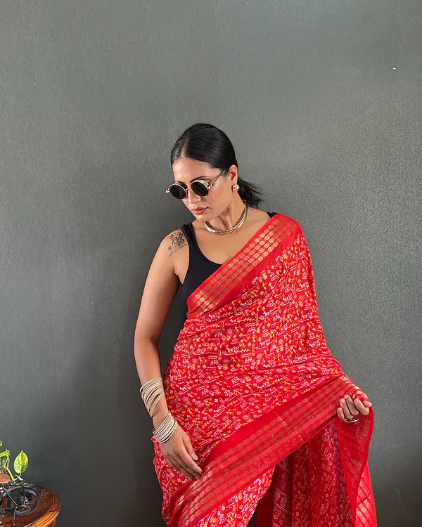 Orange_Color_1-Minute_Ready_To_Wear_Georgette_Saree_With_Blouse_Piece