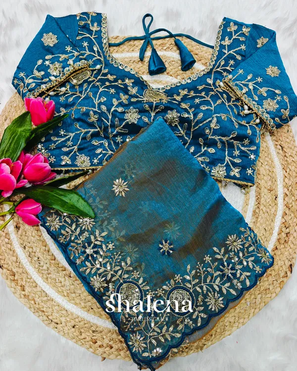 Eclat_Blue_Fendy_Chiffon_Silk_Sequence_Embroidery_Work_Saree_With_Stitched_Blouse