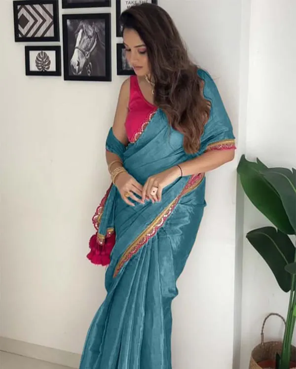 Rama_Color_Soft_Chinnon_Silk_Saree_with_Lace_Border_&_Blouse_Piece