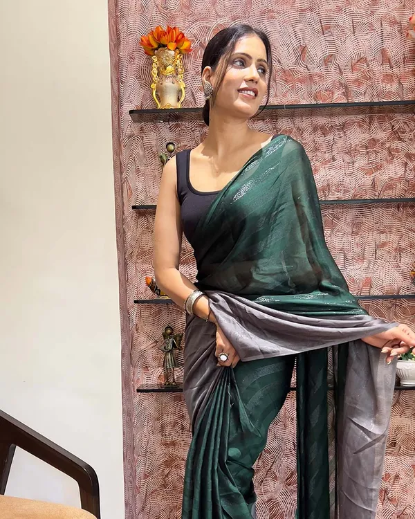 Dark_Green_Color_1-Minute_Ready_To_Wear_Naylon_Saree_With_Blouse_Piece