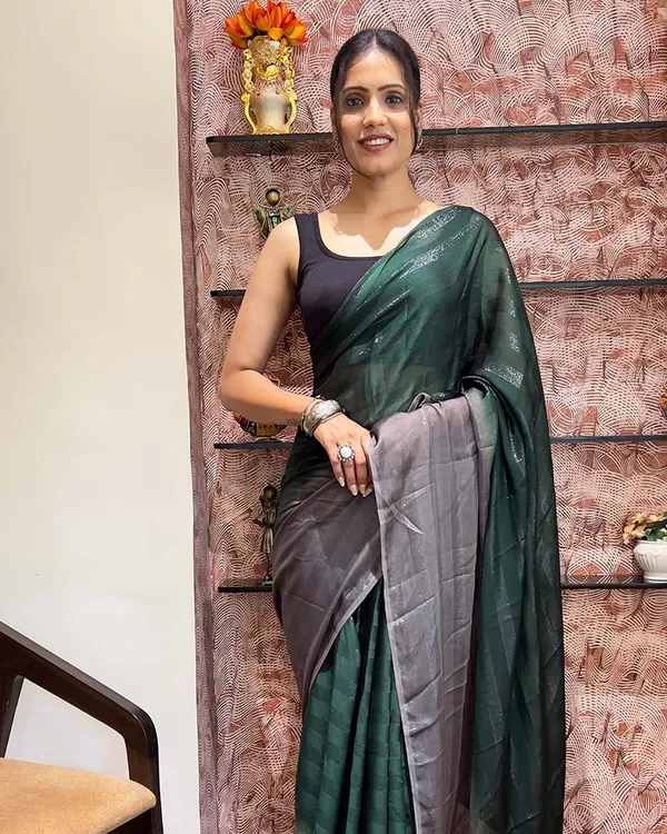 Dark_Green_Color_1-Minute_Ready_To_Wear_Naylon_Saree_With_Blouse_Piece