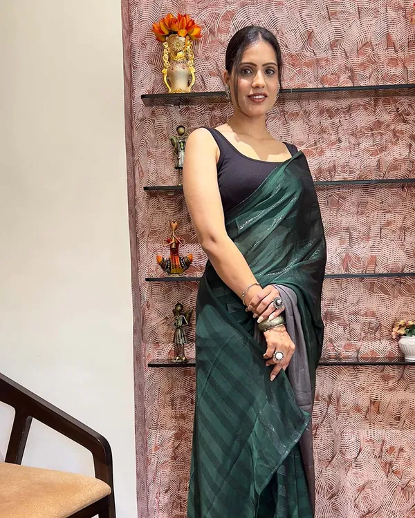 Dark_Green_Color_1-Minute_Ready_To_Wear_Naylon_Saree_With_Blouse_Piece