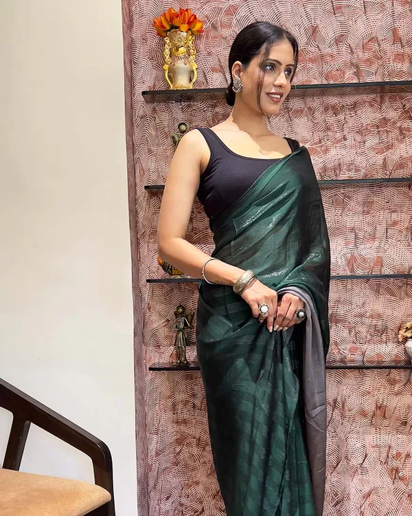 Dark_Green_Color_1-Minute_Ready_To_Wear_Naylon_Saree_With_Blouse_Piece