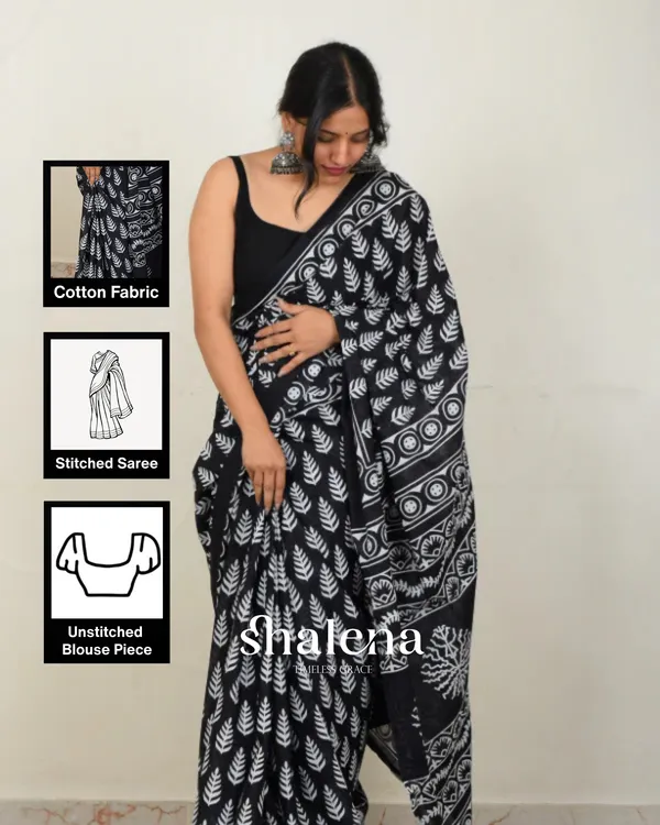 Black_Color_1_-_Minute_Ready_to_Wear_Mulmul_Cotton_Saree_with_Blouse_Piece