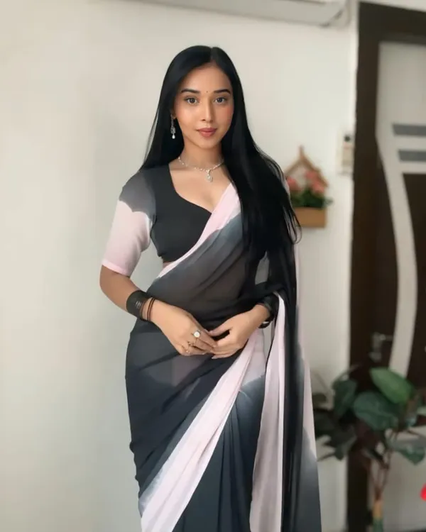 Black_and_White_Color_Georgette_1_-_Minute_Ready_to_Wear_Saree_with_Blouse_Piece