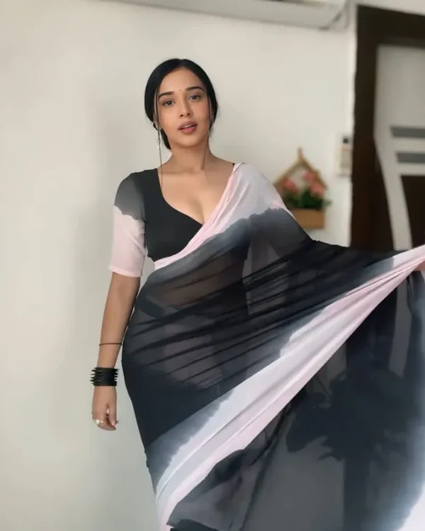 Black_and_White_Color_Georgette_1_-_Minute_Ready_to_Wear_Saree_with_Blouse_Piece