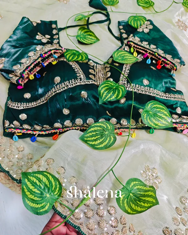 Innovative_Pista_Embroidery_Work_Jimmy_Choo_Silk_Saree_With_Blooming_Full_Stitched_Blouse
