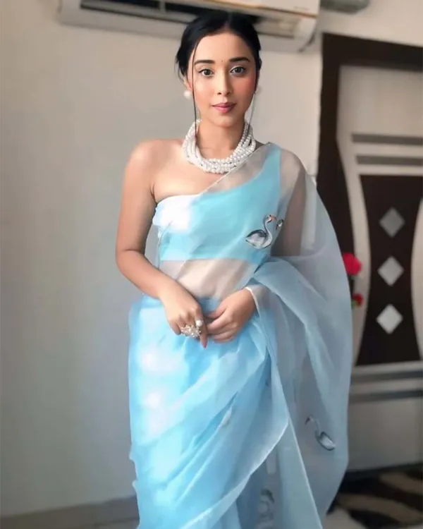 Sky_Blue_Color_1-Minute_Ready_To_Wear_Organza_Saree_With_Blouse_Piece