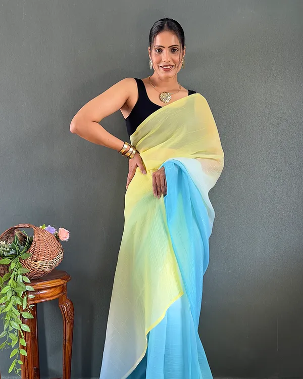 Blue_And_YellowColor_1-Minute_Ready_To_Wear_Georgette_Saree_With_Blouse_Piece