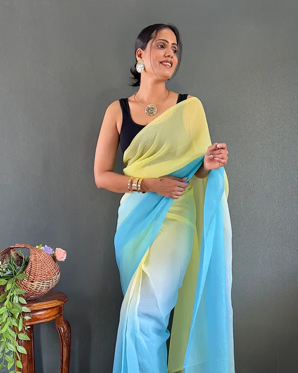 Blue_And_YellowColor_1-Minute_Ready_To_Wear_Georgette_Saree_With_Blouse_Piece