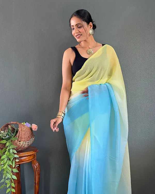 Blue_And_YellowColor_1-Minute_Ready_To_Wear_Georgette_Saree_With_Blouse_Piece