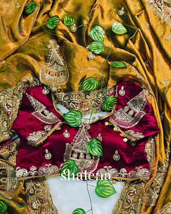 Resonant_Mustard_Embroidery_Work_Chiffon_Silk_Saree_With_Phenomenal_Full_Stitched_Blouse