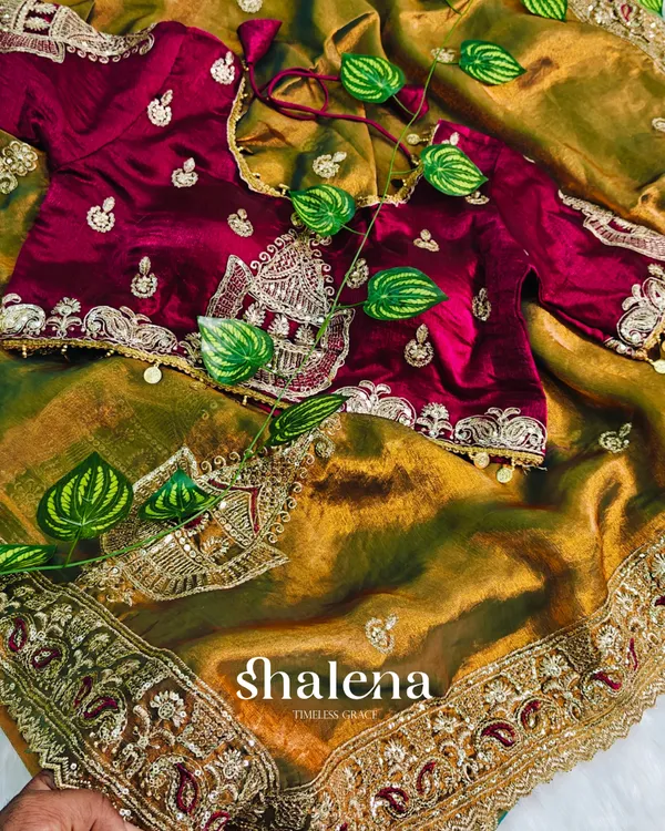 Resonant_Mustard_Embroidery_Work_Chiffon_Silk_Saree_With_Phenomenal_Full_Stitched_Blouse