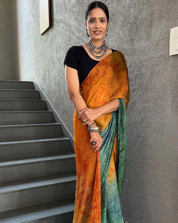 Orange_And_Green_Color_1-Minute_Ready_To_Wear_Naylon_Saree_With_Blouse_Piece