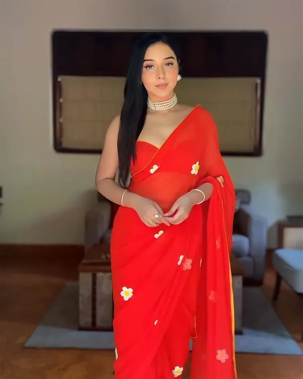 Orange_Color_1-Minute_Ready_To_Wear_Georgette_Saree_With_Blouse_Piece
