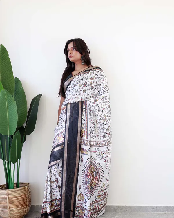 White_Colour_1-Minute_Ready_To_Wear_Soft_Cotton_Silk_Saree_With_Blouse_Piece