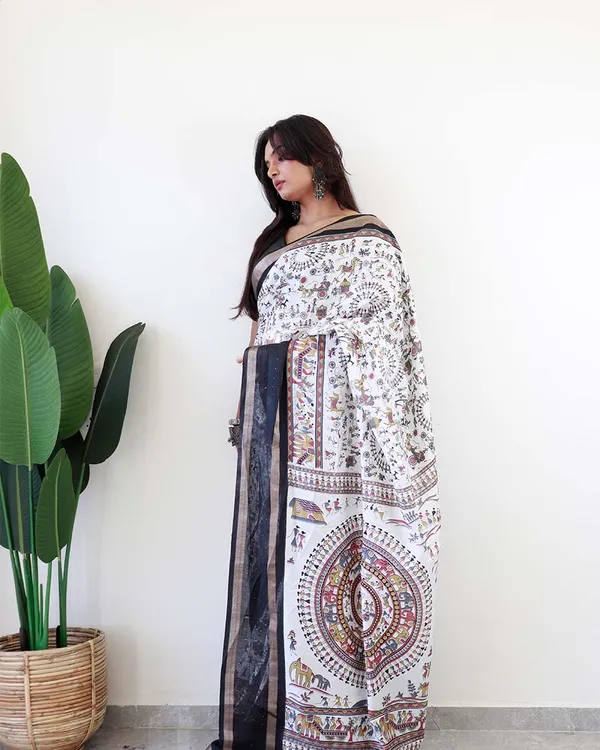 White_Colour_1-Minute_Ready_To_Wear_Soft_Cotton_Silk_Saree_With_Blouse_Piece