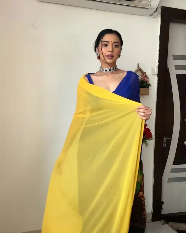 Navy_Blue_And_Yellow_Color_1-Minute_Ready_To_Wear_Georgette_Saree_With_Blouse_Piece