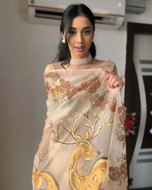 Light_Coffe_Color_1-Minute_Ready_To_Wear_Organza_Saree_With_Blouse_Piece