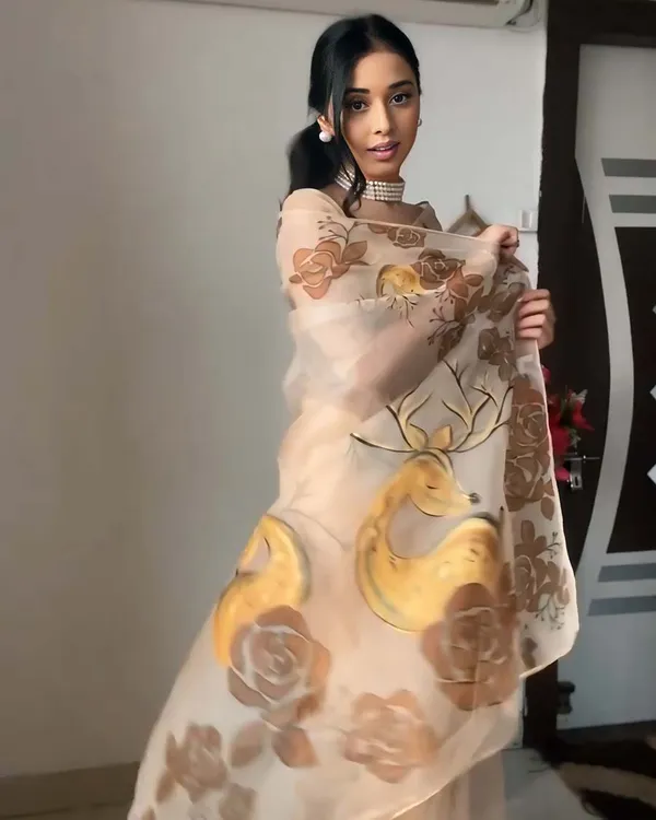 Light_Coffe_Color_1-Minute_Ready_To_Wear_Organza_Saree_With_Blouse_Piece