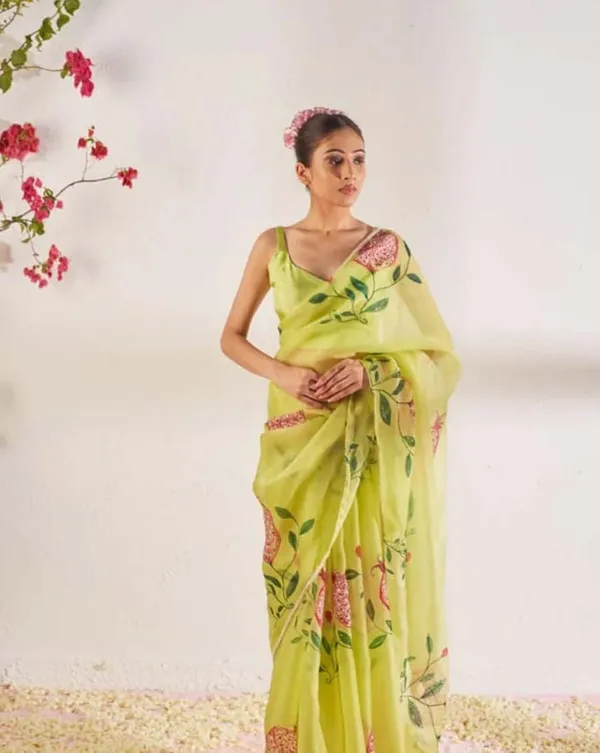 Light_Green_Color_1-Minute_Ready_To_Wear_Organza_Silk_Saree_with_Moti_Embroidery_Work_&_Stitched_Blouse