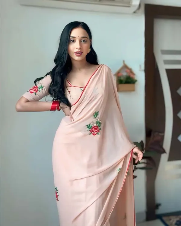 Peach_Color_1-Minute_Ready_To_Wear_Georgette_Saree_With_Blouse_Piece
