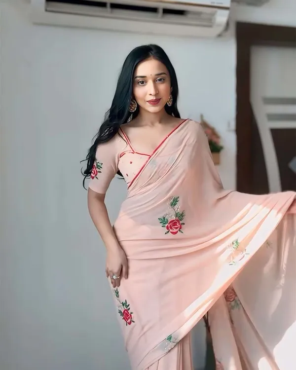 Peach_Color_1-Minute_Ready_To_Wear_Georgette_Saree_With_Blouse_Piece