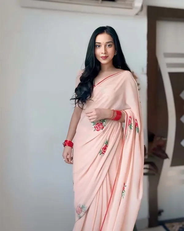 Peach_Color_1-Minute_Ready_To_Wear_Georgette_Saree_With_Blouse_Piece