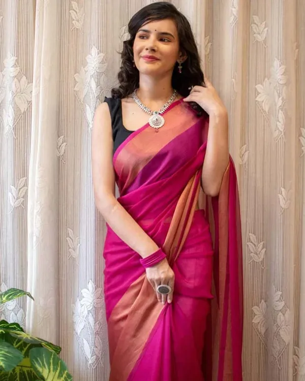 Pink_Color_1-Minute_Ready_To_Wear_Georgette_Saree_With_Blouse_Piece