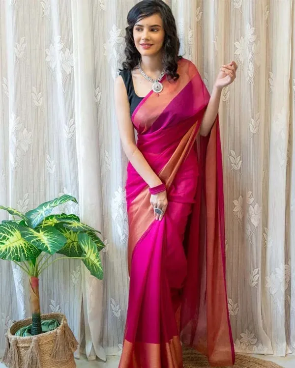 Pink_Color_1-Minute_Ready_To_Wear_Georgette_Saree_With_Blouse_Piece