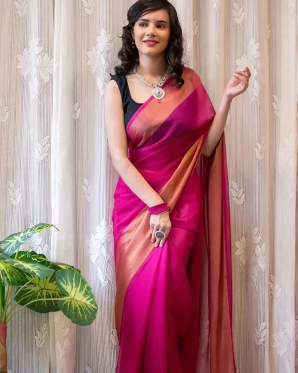 Pink_Color_1-Minute_Ready_To_Wear_Georgette_Saree_With_Blouse_Piece