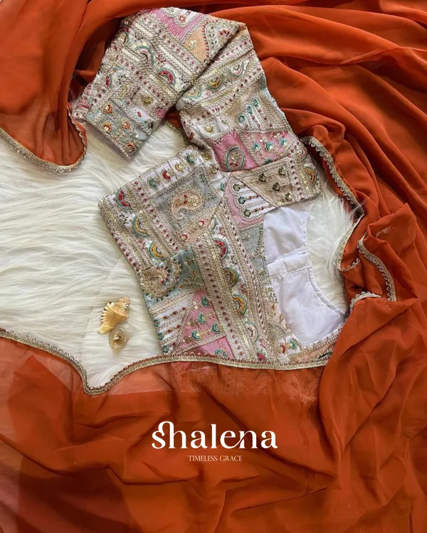 Sizzling_Orange_Georgette_Silk_Saree_With_Embroidery_Work_Blouse_Piece