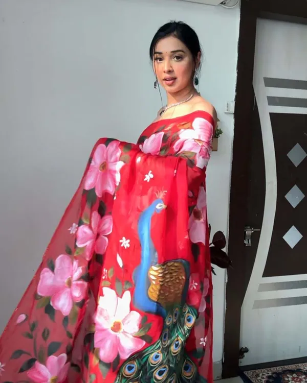 Red_Color_1-Minute_Ready_To_Wear_Georgette_Saree_With_Blouse_Piece